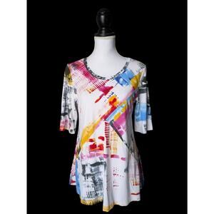 Habitat Clothes To Live In Abstract Scoop Neck Top Size Small Art to Wear Paint